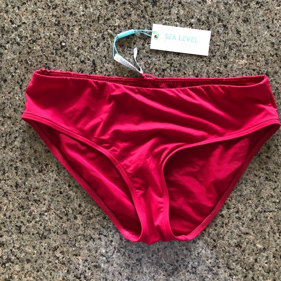 NWT Eco Essentials Mid Bikini Pant- Red - Picture 7 of 7